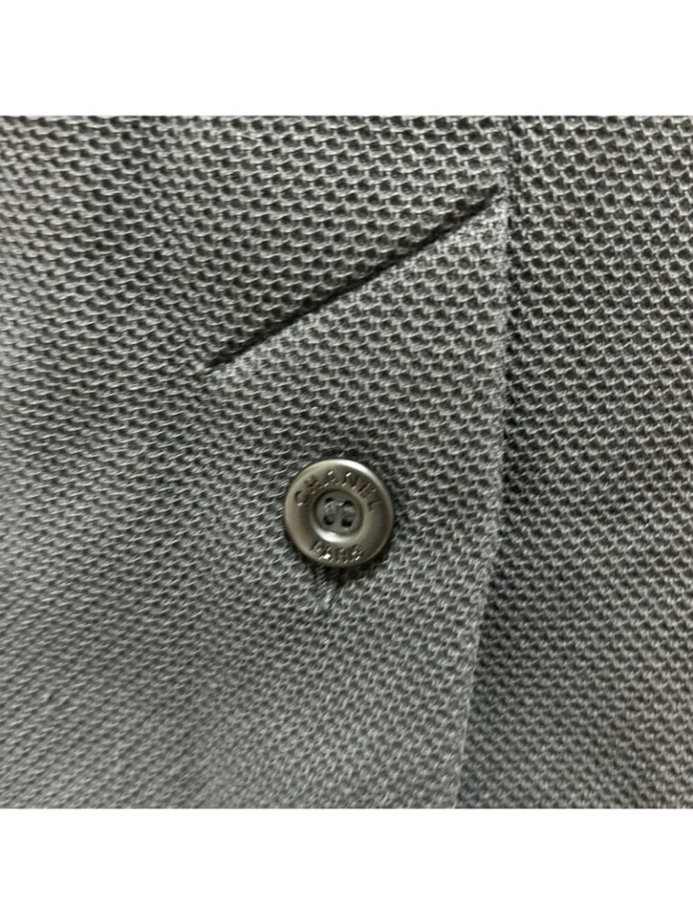 Chanel Vintage Linen Blend Wool Button Front Pencil Skirt Buttons Pocket Small